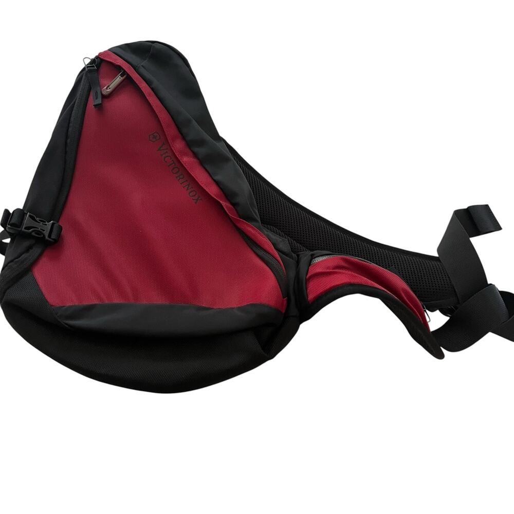 Vintage Y2K Victorinox Swiss Army Red Black Mono Sling Backpack Crossbody